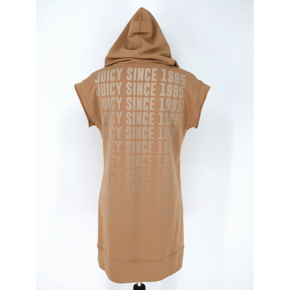 Juicy Couture Top Womens Small Brown Sweatshirt Hooded Tunic Logo on Back New - Picture 2 of 16
